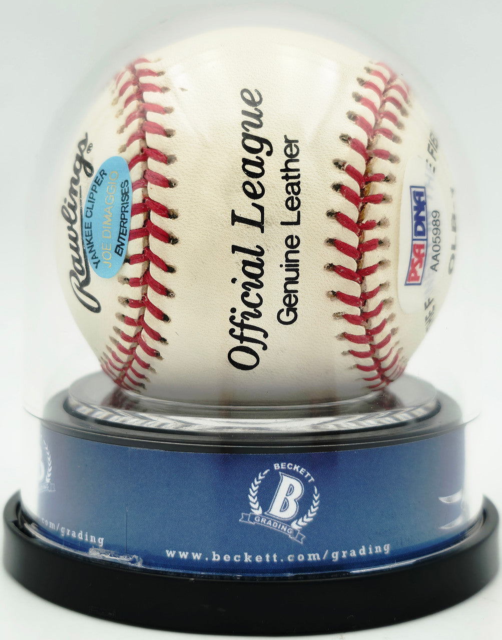 Joe DiMaggio Autographed Official Logo League Baseball New York Yankees Auto Grade Mint 9 Beckett BAS #19815353