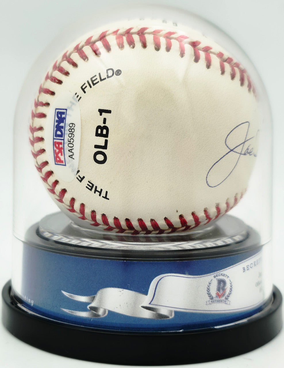 Joe DiMaggio Autographed Official Logo League Baseball New York Yankees Auto Grade Mint 9 Beckett BAS #19815353