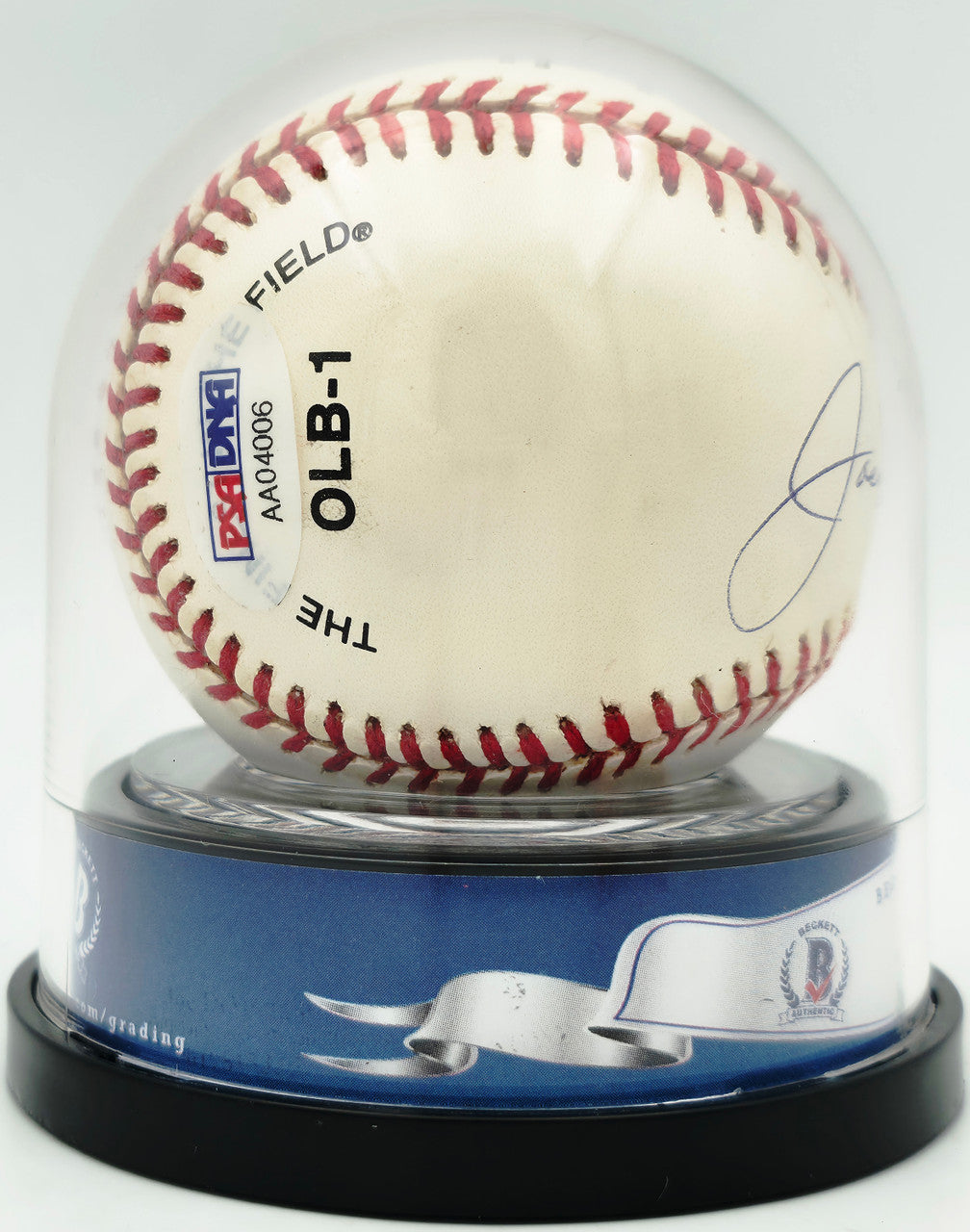 Joe DiMaggio Autographed Official Logo League Baseball New York Yankees Auto Grade Mint 9 Beckett BAS #19815355