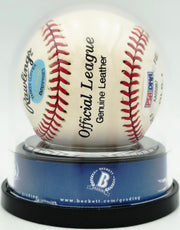 Joe DiMaggio Autographed Official Logo League Baseball New York Yankees Auto Grade Mint 9 Beckett BAS #19815354