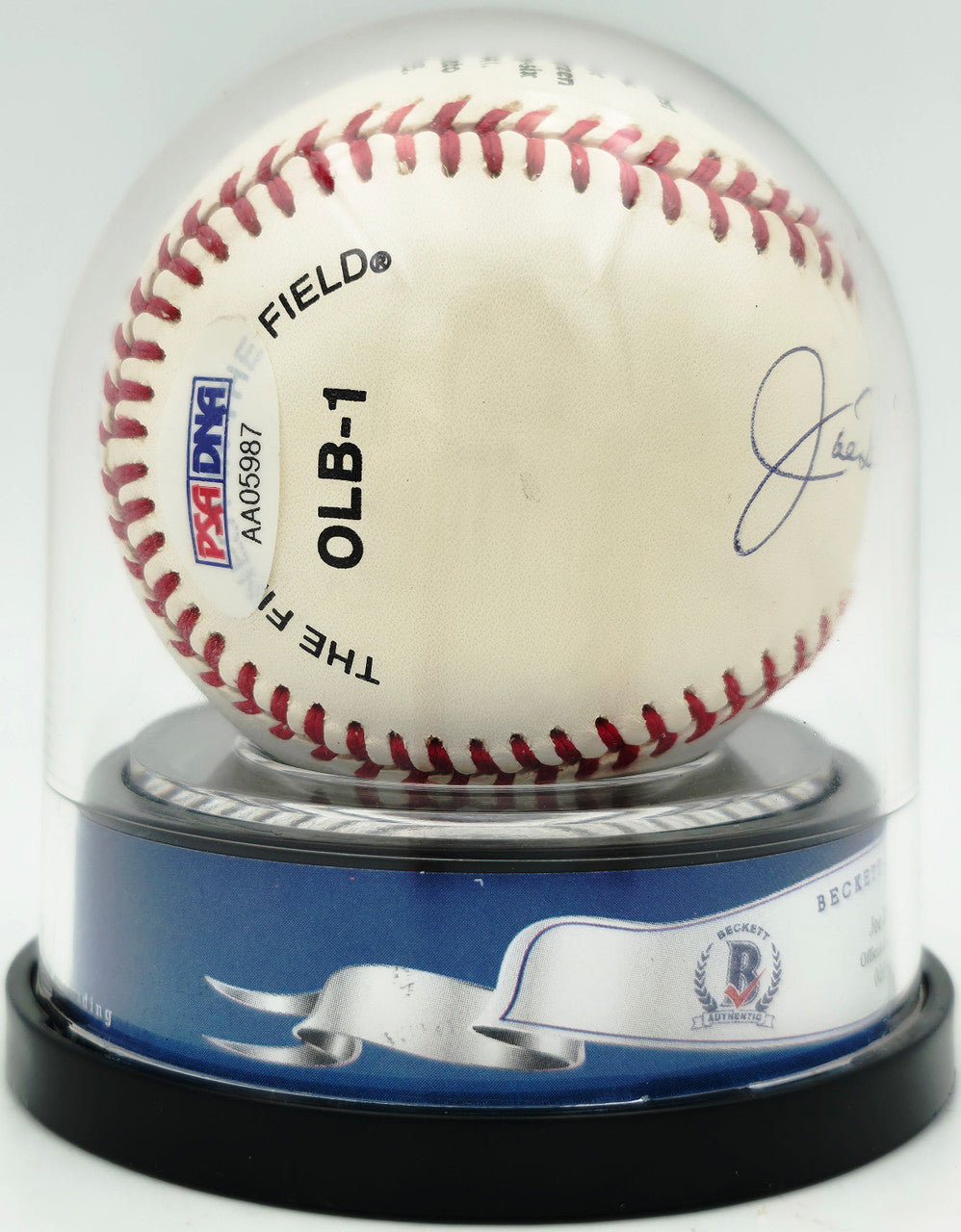 Joe DiMaggio Autographed Official Logo League Baseball New York Yankees Auto Grade Mint 9 Beckett BAS #19815354