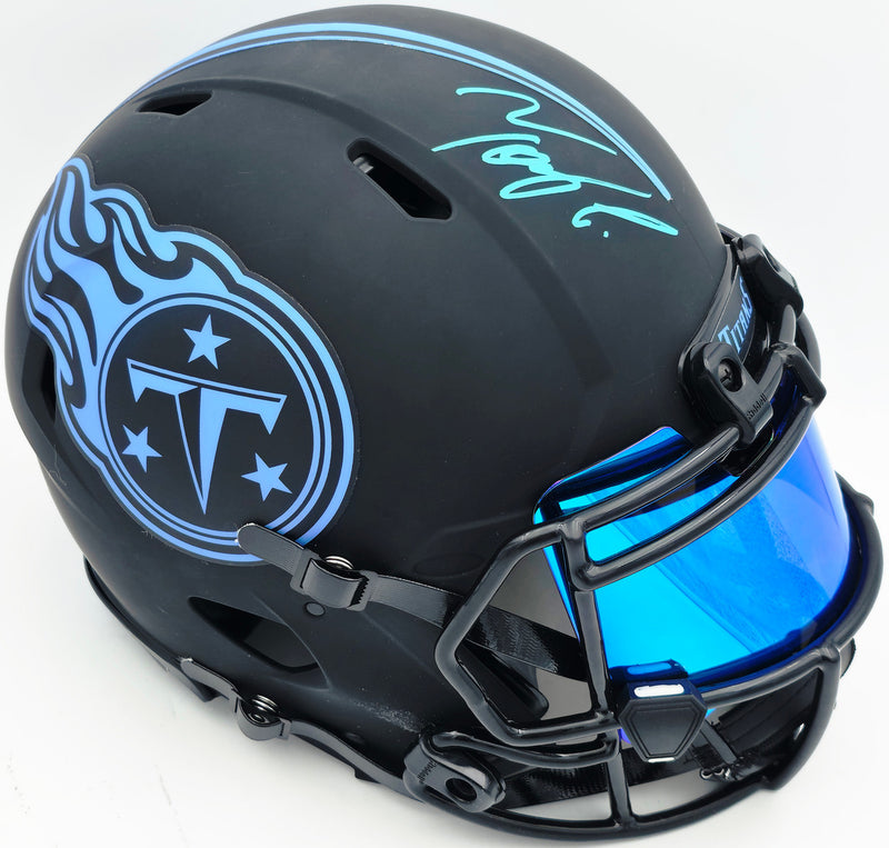 Tony Pollard Autographed Tennessee Titans Eclipse Black Full Size Speed Authentic Helmet Beckett BAS Witness #1W983523