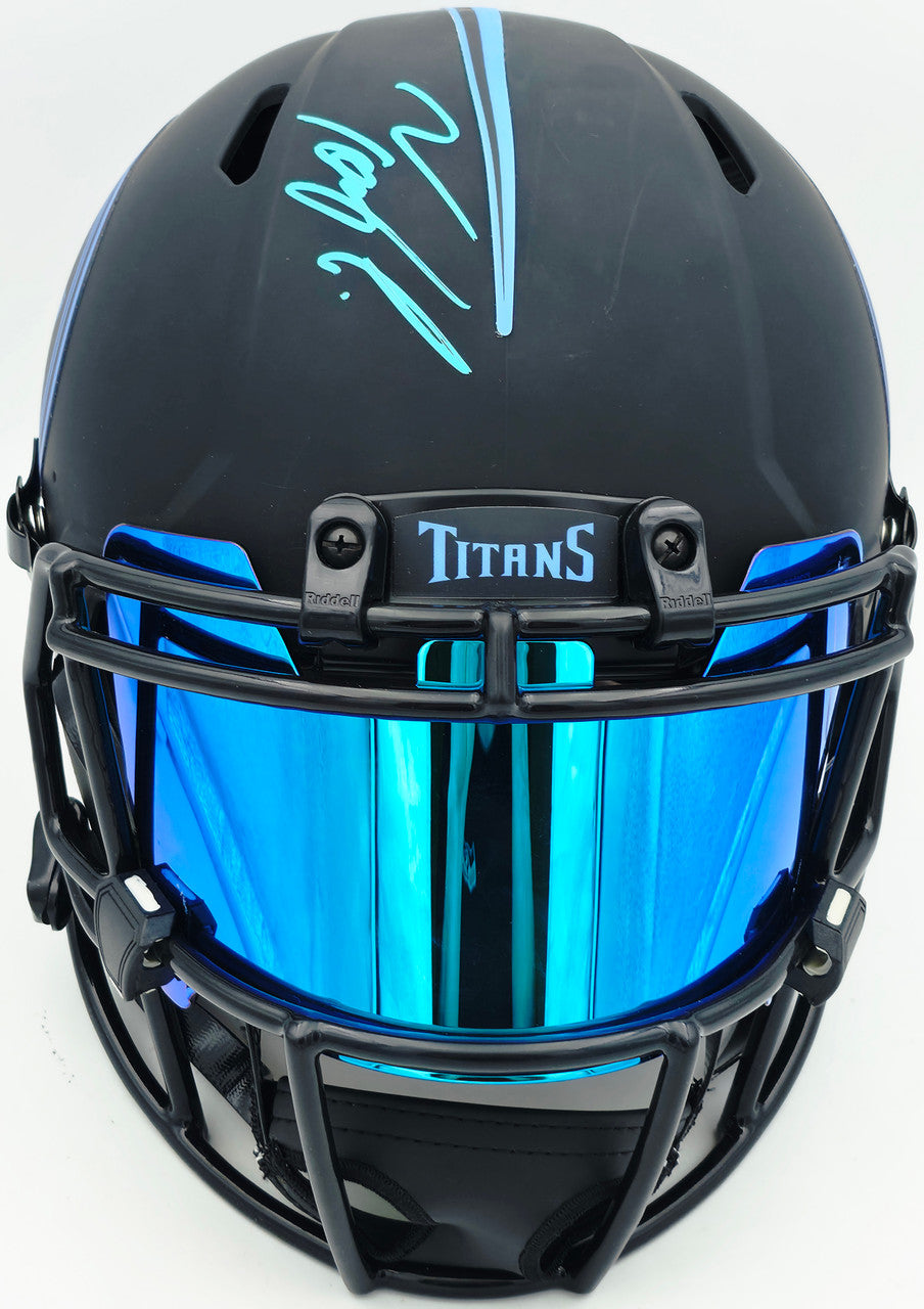 Tony Pollard Autographed Tennessee Titans Eclipse Black Full Size Speed Authentic Helmet Beckett BAS Witness #1W983523