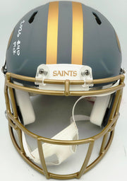 Tyler Shough Autographed New Orleans Saints Slate Gray Full Size Speed Authentic Helmet "2025 #40 Pick" Fanatics Holo #DC75984482