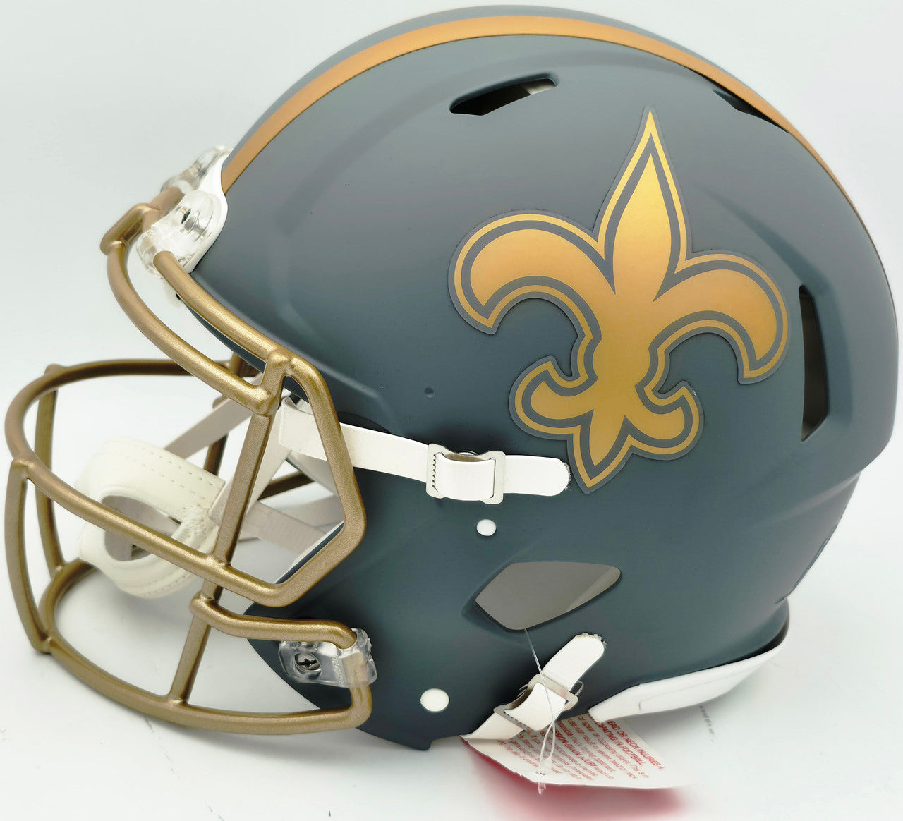 Tyler Shough Autographed New Orleans Saints Slate Gray Full Size Speed Authentic Helmet "2025 #40 Pick" Fanatics Holo #DC75984482