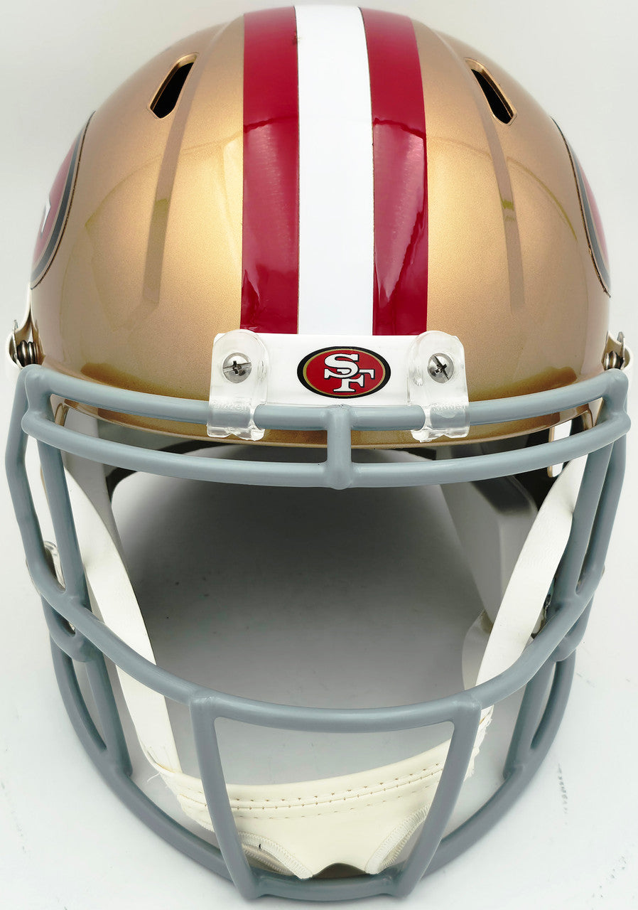 Fred Warner Autographed San Francisco 49ers Gold Full Size Speed Replica Helmet Beckett BAS QR #AD77743