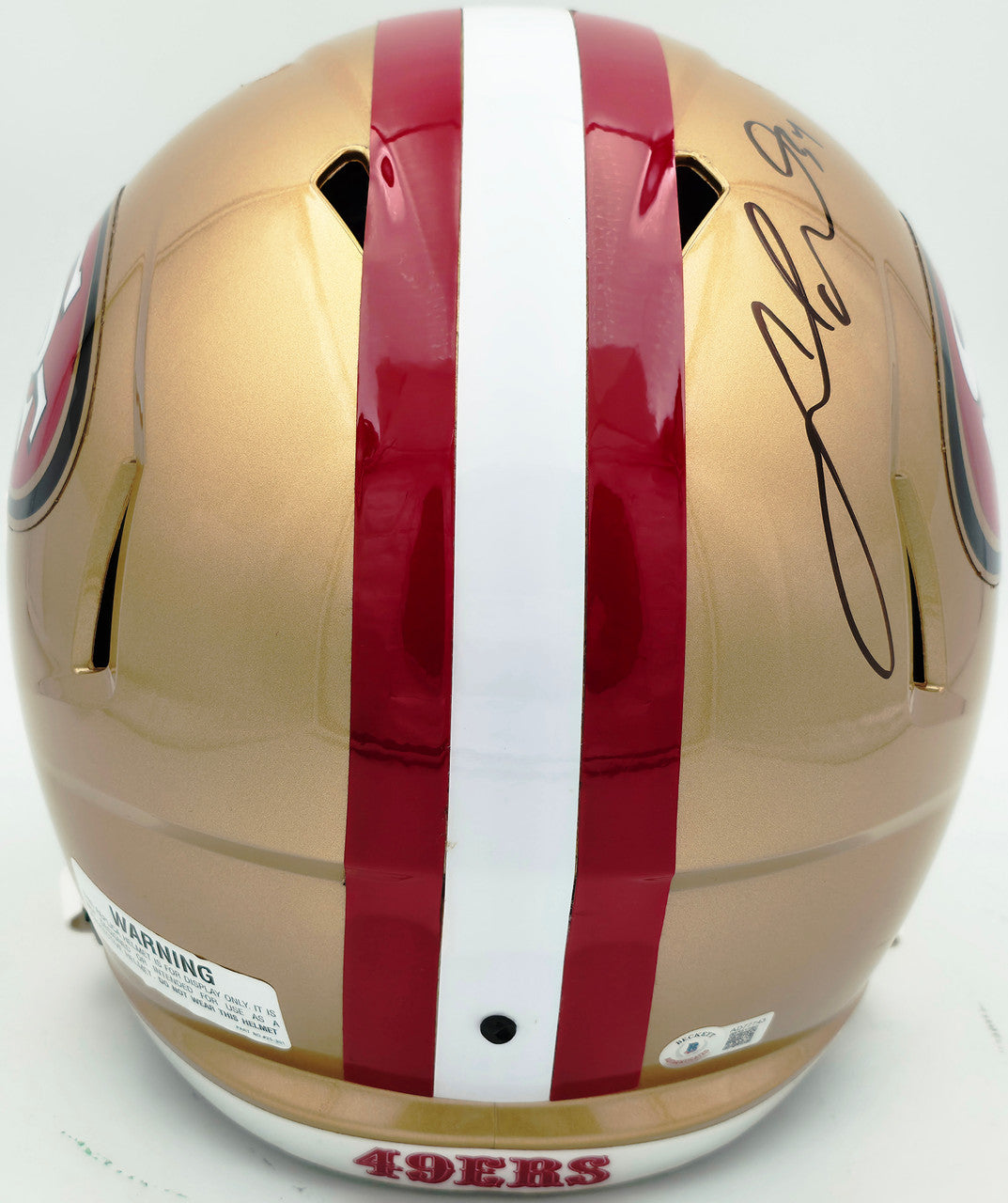 Fred Warner Autographed San Francisco 49ers Gold Full Size Speed Replica Helmet Beckett BAS QR #AD77743