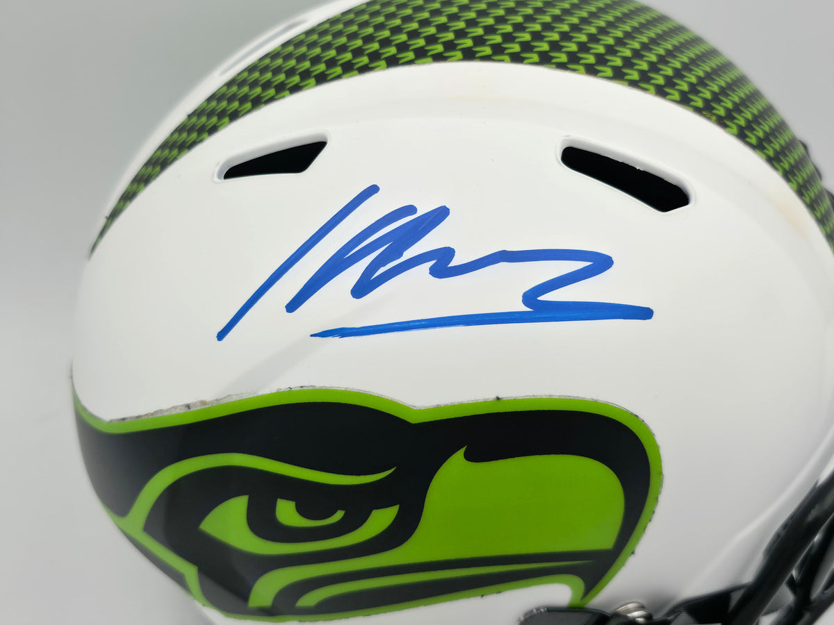 Kenneth Walker III Autographed Seattle Seahawks Lunar Eclipse White Full Size Speed Replica Helmet Beckett BAS Witness #3W087508