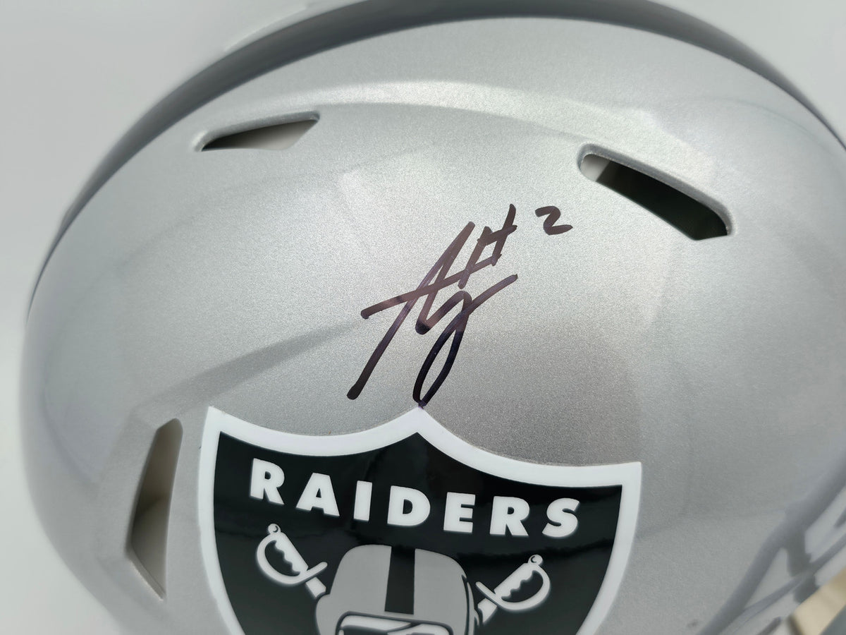 Ashton Jeanty Autographed Las Vegas Raiders Silver Full Size Speed Authentic Helmet Beckett BAS Witness #4W181574
