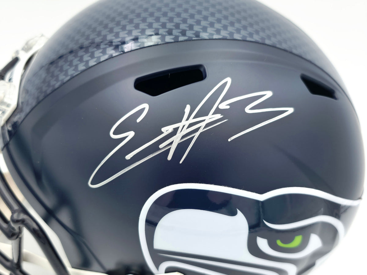 Nick Emmanwori Autographed Seattle Seahawks Blue Full Size Speed Replica Helmet (Signed Twice - Smudged) Beckett BAS Witness #4W530567