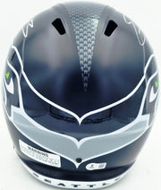 Nick Emmanwori Autographed Seattle Seahawks Blue Full Size Speed Replica Helmet (Signed Twice - Smudged) Beckett BAS Witness #4W530564