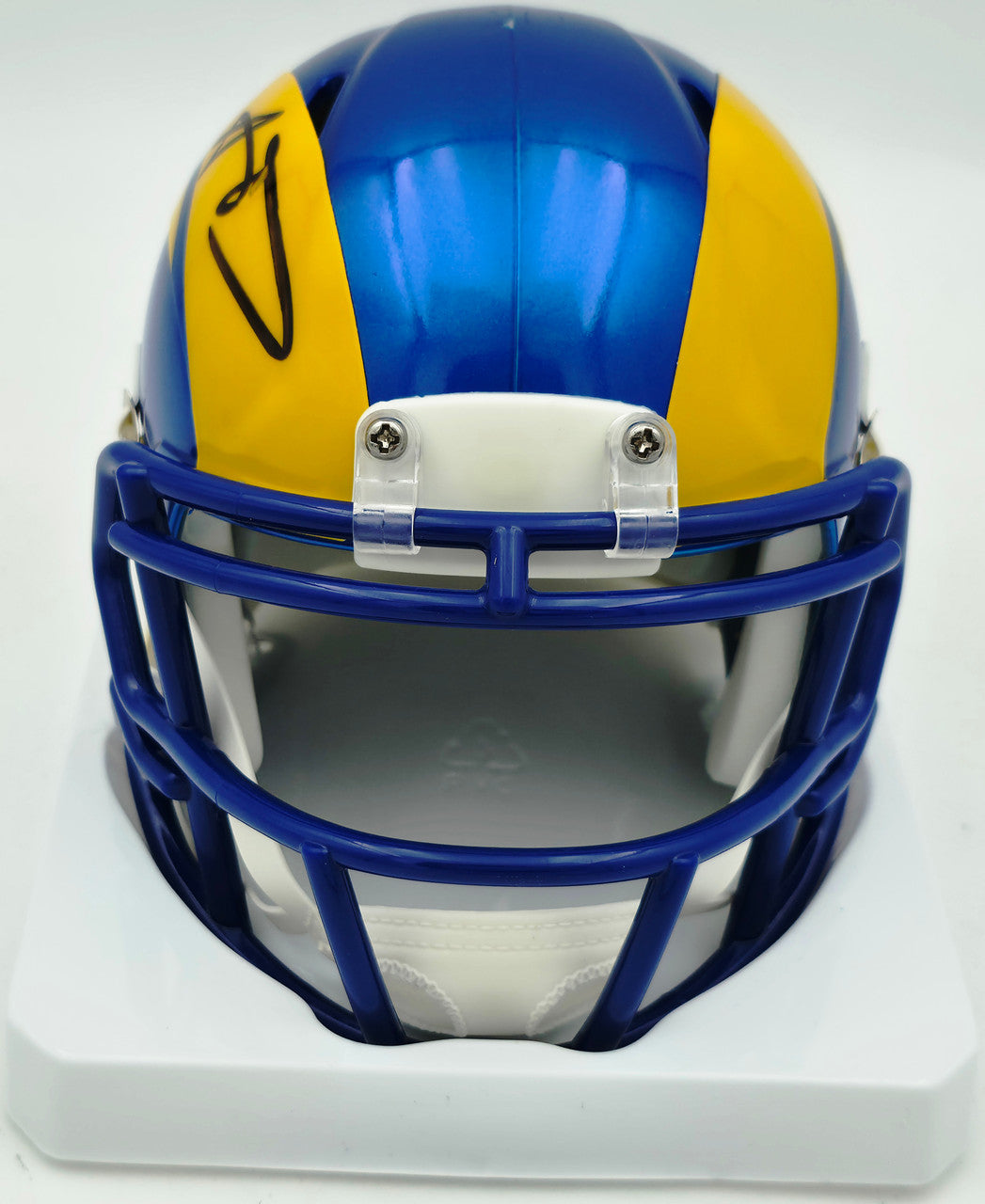 Aaron Donald Autographed Los Angeles Rams Flash Blue Speed Mini Helmet Beckett BAS Witness #4W544970
