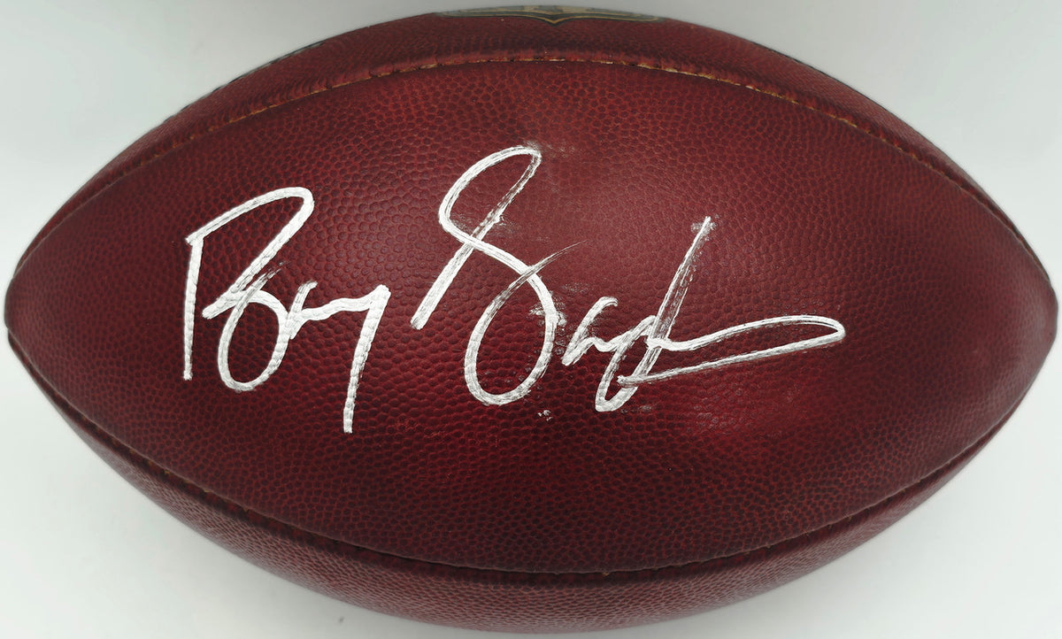 Barry Sanders Autographed Official NFL Leather Game Prepped Football Detroit Lions (Smudged) Beckett BAS QR #BN17300