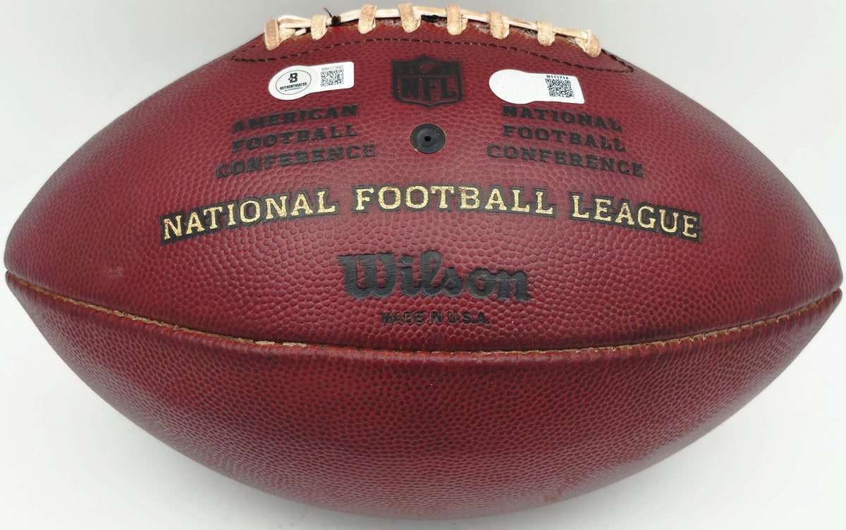 Barry Sanders Autographed Official NFL Leather Game Prepped Football Detroit Lions (Smudged) Beckett BAS QR #BN17300