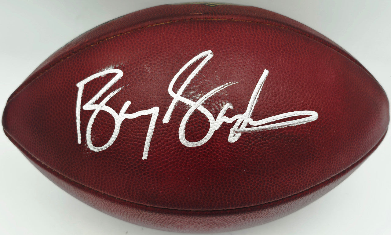 Barry Sanders Autographed Official NFL Leather Game Prepped Football Detroit Lions (Smudged) Beckett BAS QR #BN17299