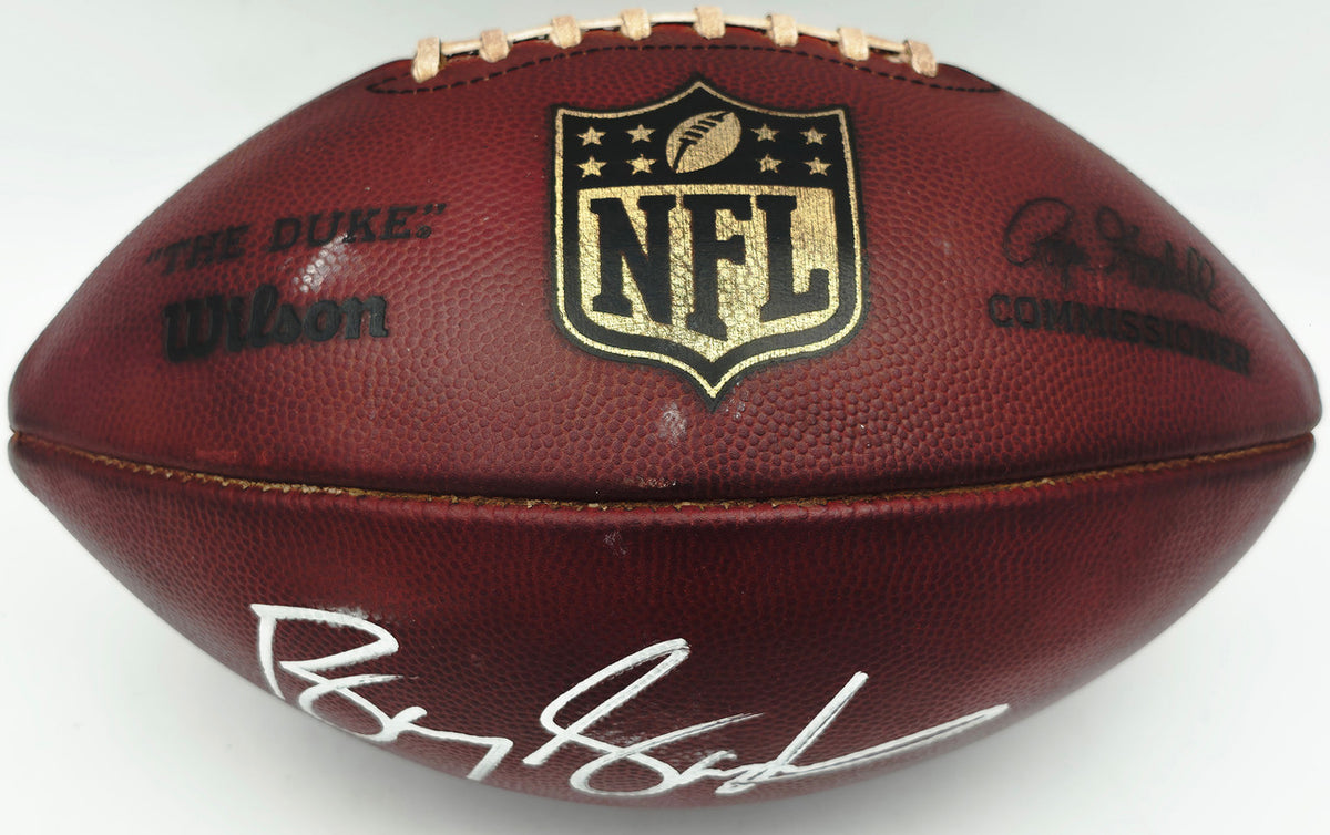 Barry Sanders Autographed Official NFL Leather Game Prepped Football Detroit Lions (Smudged) Beckett BAS QR #BN17299