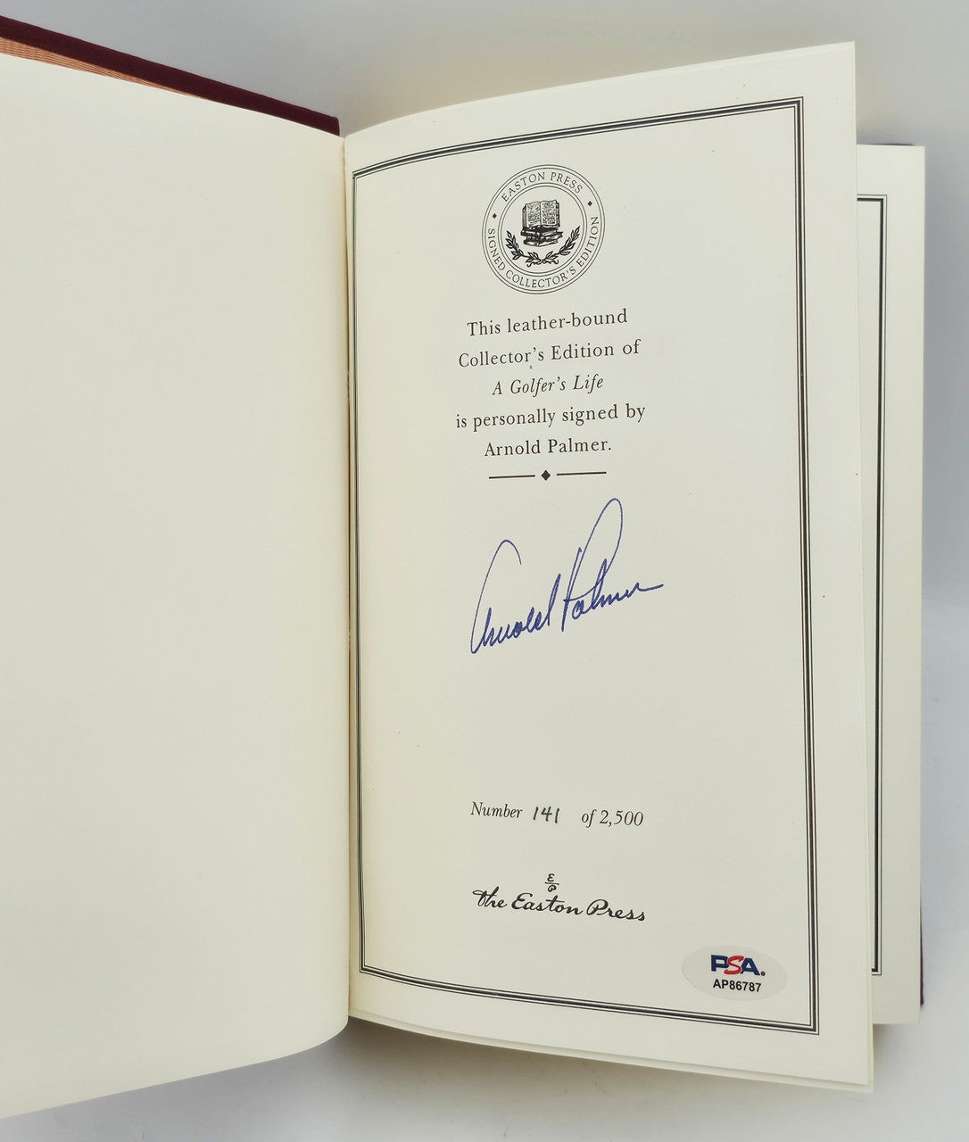 Arnold Palmer Autographed Easton Press A Golfer's Life Book #141/2500 PSA/DNA #AP86787
