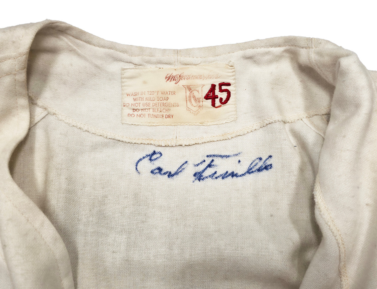 Brooklyn Dodgers Carl Furillo Autographed Cream WA Goodman & Sons Jersey Vintage Signature JSA #ZZ63578