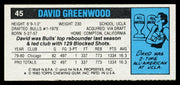 David Greenwood Autographed 1980-81 Topps Card #45 Chicago Bulls SKU #259755