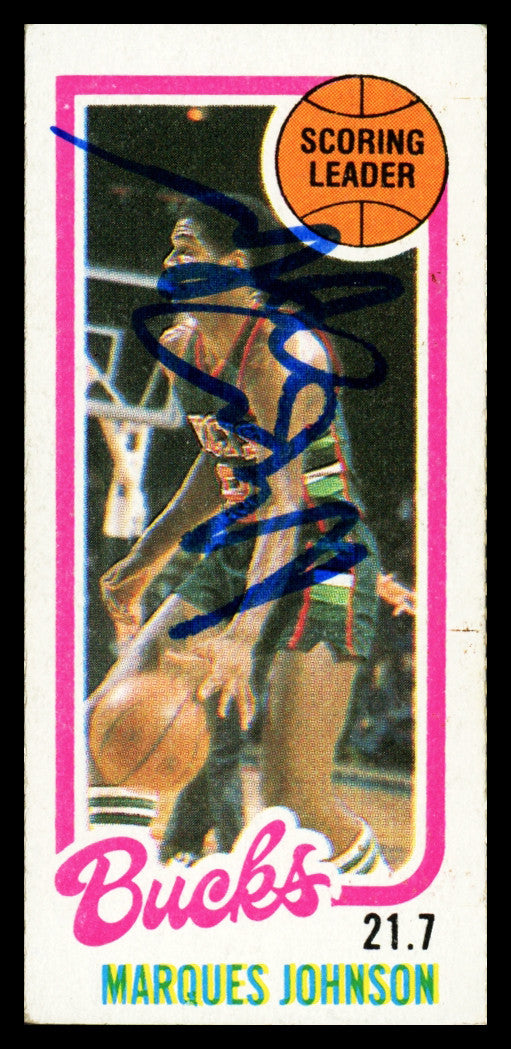Marques Johnson Autographed 1980-81 Topps Card #143 Milwaukee Bucks SKU #259812