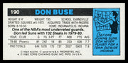 Don Buse Autographed 1980-81 Topps Card #190 Phoenix Suns SKU #259827