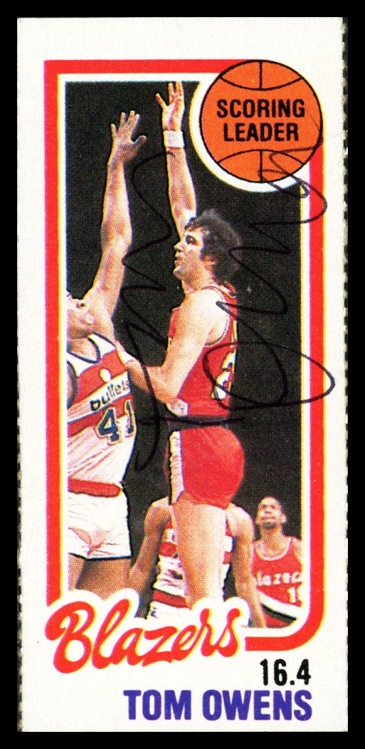 Tom Owens Autographed 1980-81 Topps Card #195 Portland Trail Blazers SKU #259831