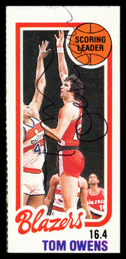 Tom Owens Autographed 1980-81 Topps Card #195 Portland Trail Blazers SKU #259832
