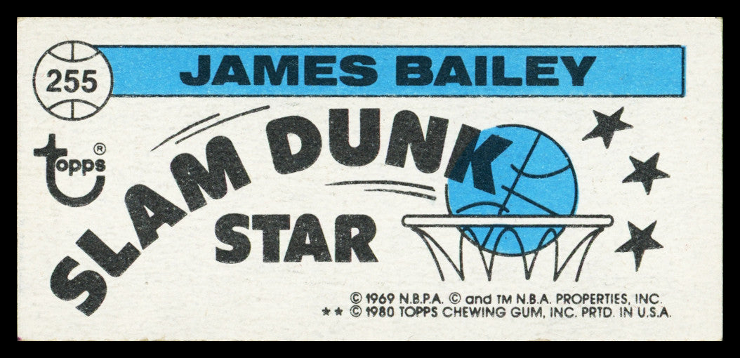 James Bailey Autographed 1980-81 Topps Card #255 Seattle Supersonics SKU #259840