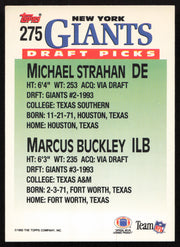 Michael Strahan & Marcus Buckley Autographed 1993 Topps Rookie Card #275 New York Giants SKU #260107