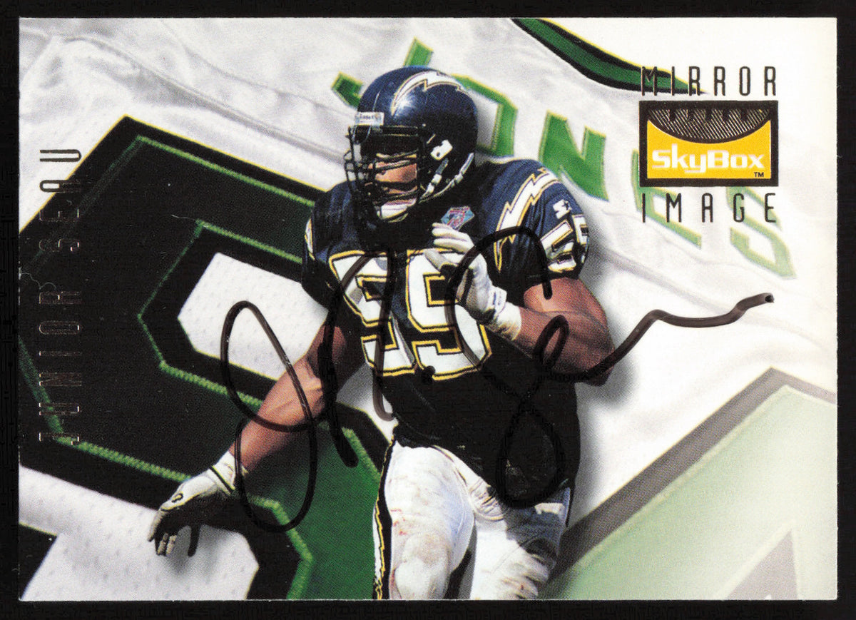 Junior Seau & Marvin Jones Autographed 1995 Skybox Mirror Image Card #158 SKU #260108