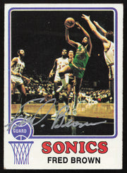 Downtown Fred Brown Autographed 1973-74 Topps Rookie Card #103 Seattle Supersonics SKU #260109