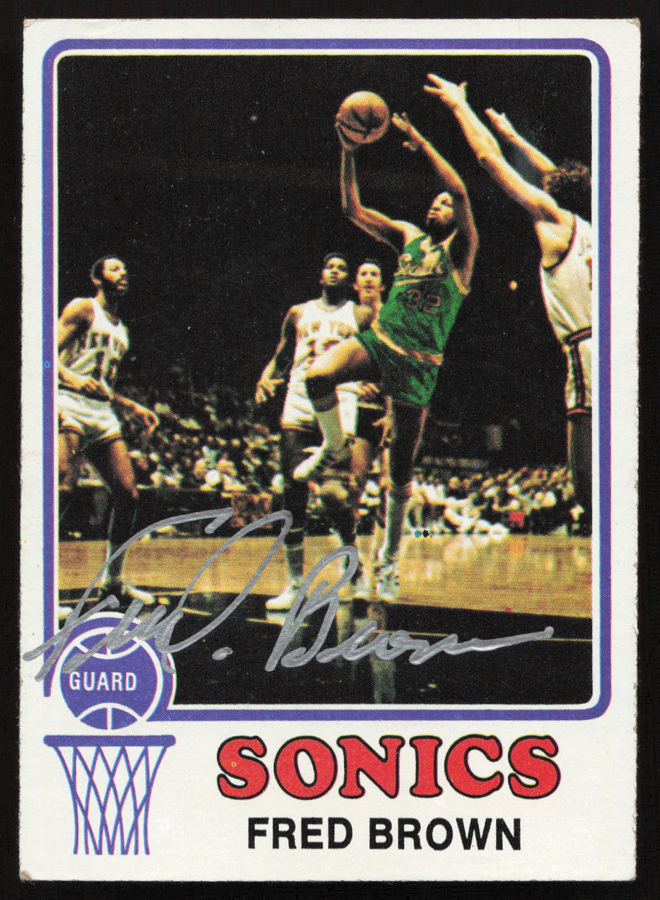 Downtown Fred Brown Autographed 1973-74 Topps Rookie Card #103 Seattle Supersonics SKU #260109