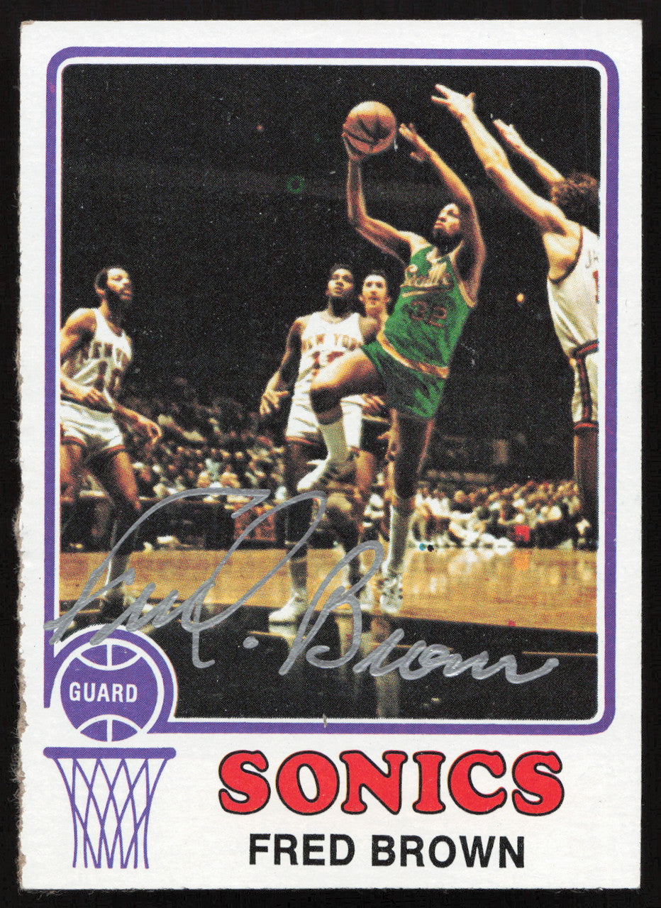 Downtown Fred Brown Autographed 1973-74 Topps Rookie Card #103 Seattle Supersonics SKU #260111