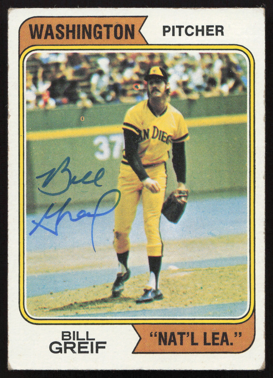 Bill Greif Autographed 1974 Topps Error Card #102 Washington NL SKU #260117