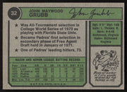 John Grubb Autographed 1974 Topps Error Card #32 Washington NL SKU #260118