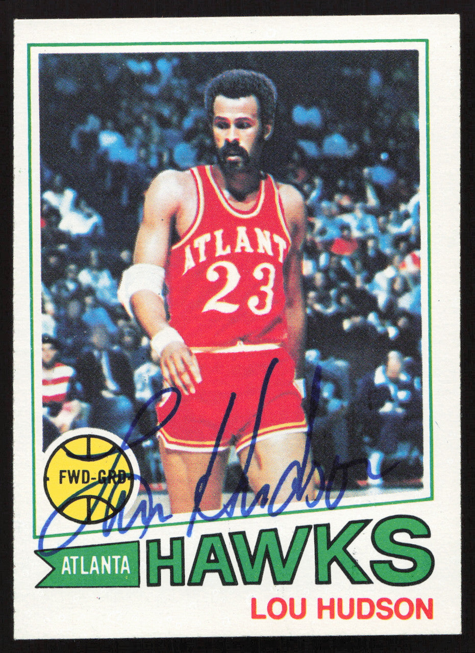 Lou Hudson Autographed 1977-78 Topps Card #85 Atlanta Hawks SKU #260121