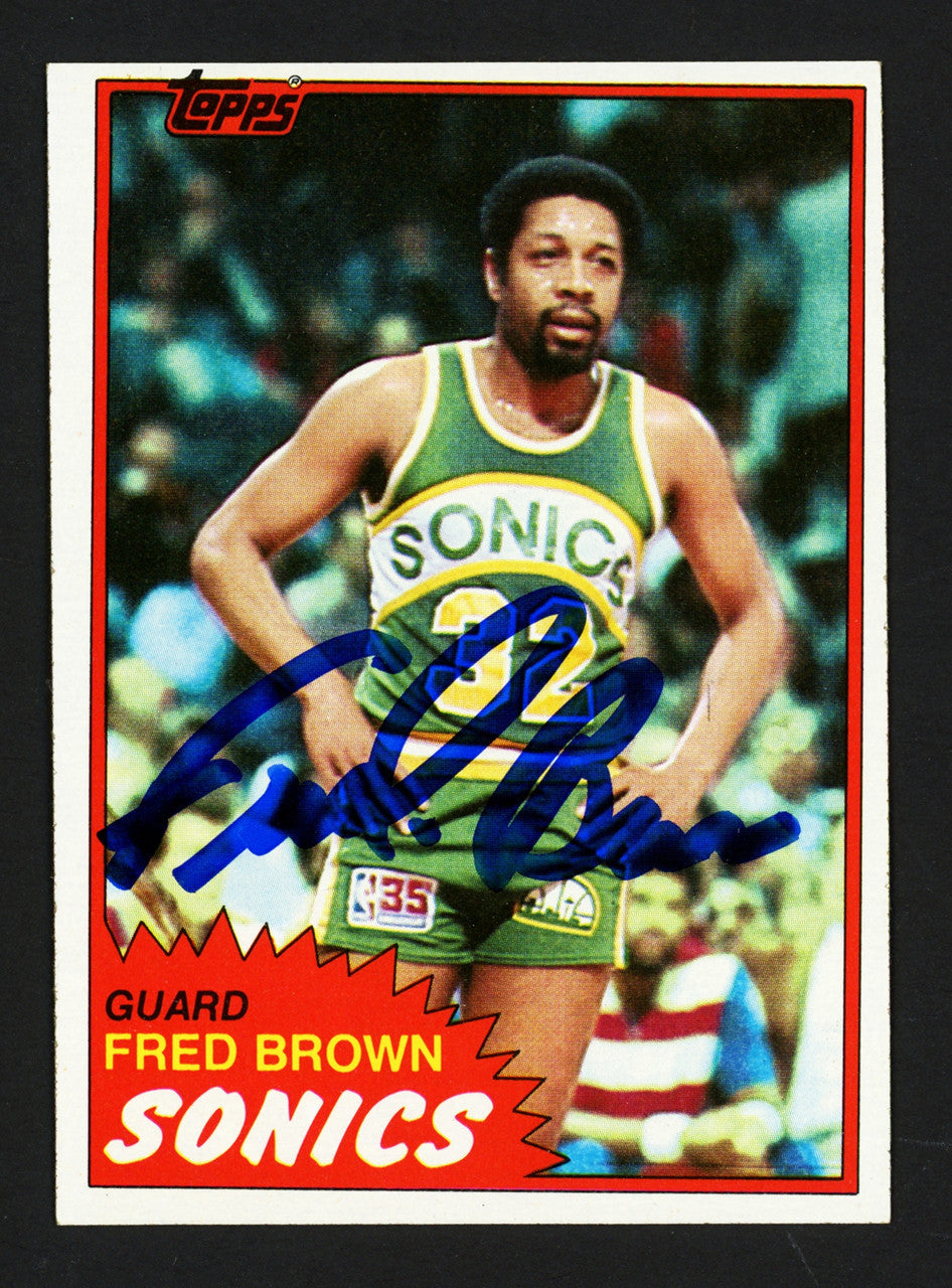 Downtown Fred Brown Autographed 1981-82 Topps Card #43 Seattle Supersonics Stock #260139