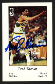 Downtown Fred Brown Autographed 1979-80 Police Card #13 Seattle Supersonics Stock #260140