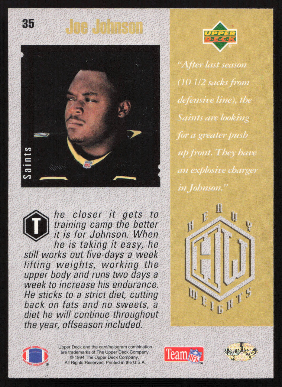 Joe Johnson Autographed 1994 Upper Deck Rookie Card #35 New Orleans Saints SKU #260213