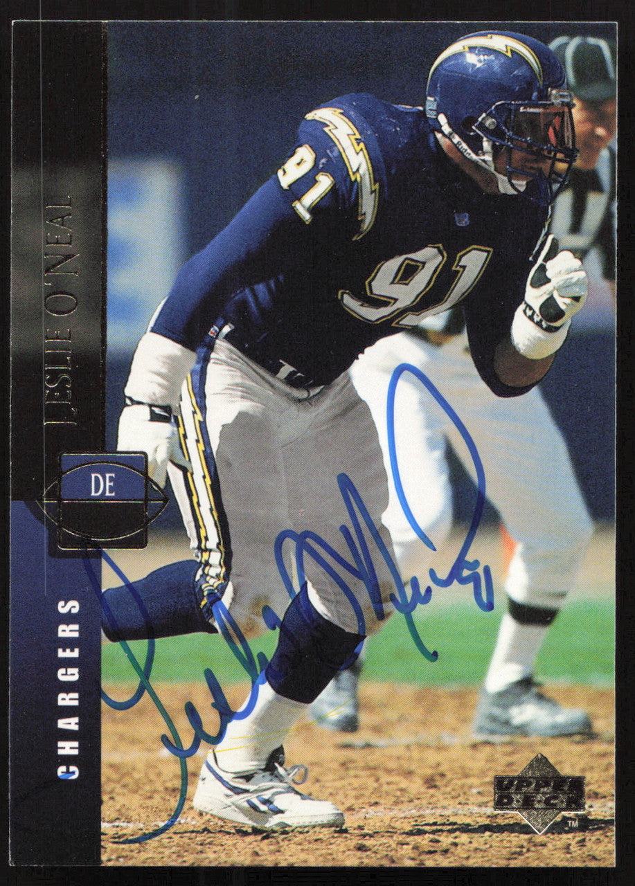 Leslie O'Neal Autographed 1994 Upper Deck Card #174 San Diego Chargers SKU #260240