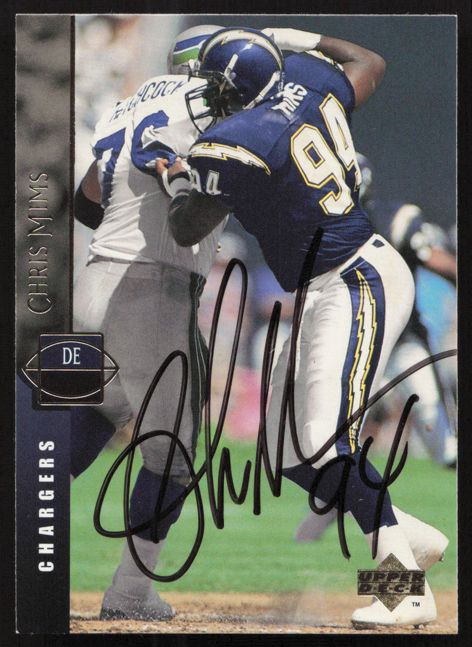 Chris Mims Autographed 1994 Upper Deck Card #264 San Diego Chargers SKU #260247