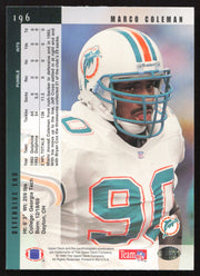 Marco Coleman Autographed 1994 Upper Deck Card #196 Miami Dolphins SKU #260257
