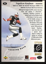 Napoleon Kaufman Autographed 1995 Upper Deck Rookie Card #15 Los Angeles Raiders SKU #260277