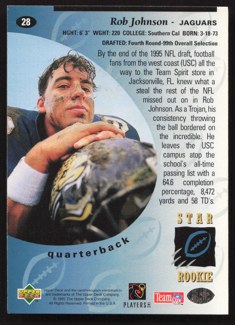 Rob Johnson Autographed 1995 Upper Deck Rookie Card #28 Jacksonville Jaguars SKU #260278