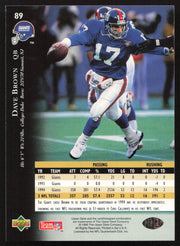 Dave Brown Autographed 1995 Upper Deck Card #89 New York Giants SKU #260281