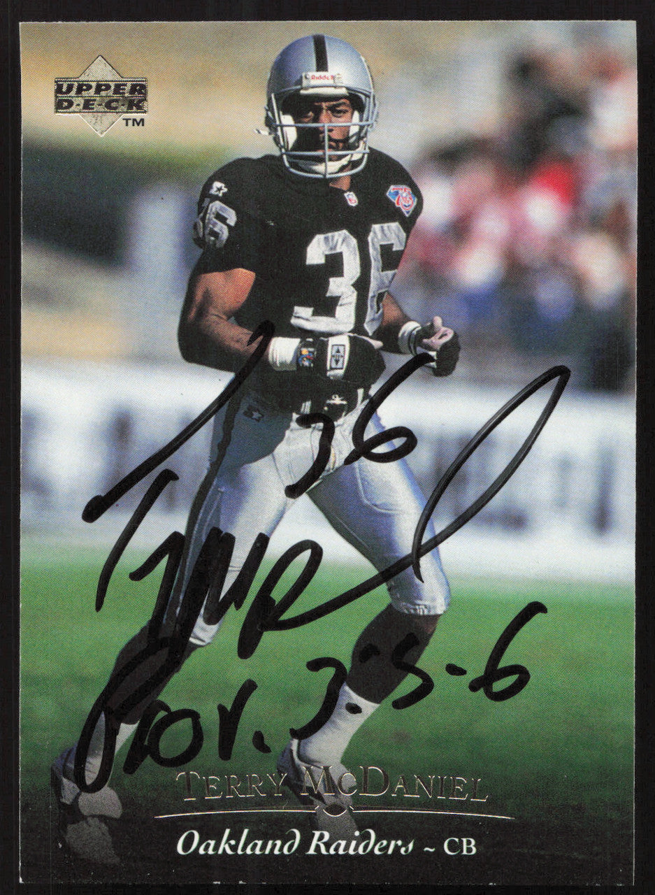Terry McDaniel Autographed 1995 Upper Deck Card #196 Los Angeles Raiders SKU #260285
