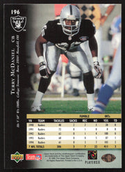 Terry McDaniel Autographed 1995 Upper Deck Card #196 Los Angeles Raiders SKU #260285