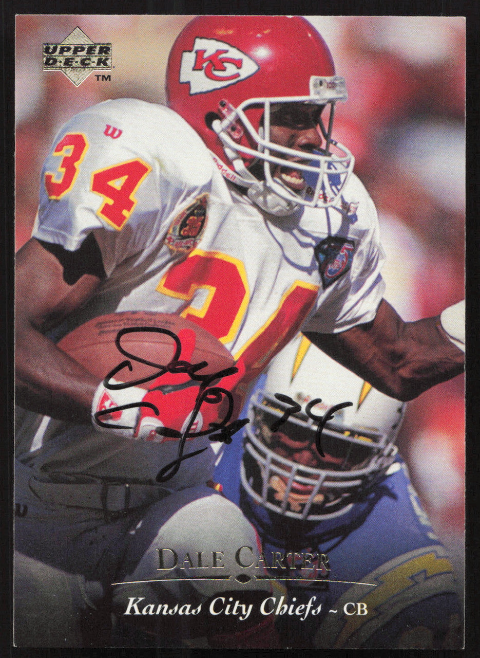 Dale Carter Autographed 1995 Upper Deck Card #195 Kansas City Chiefs SKU #260287