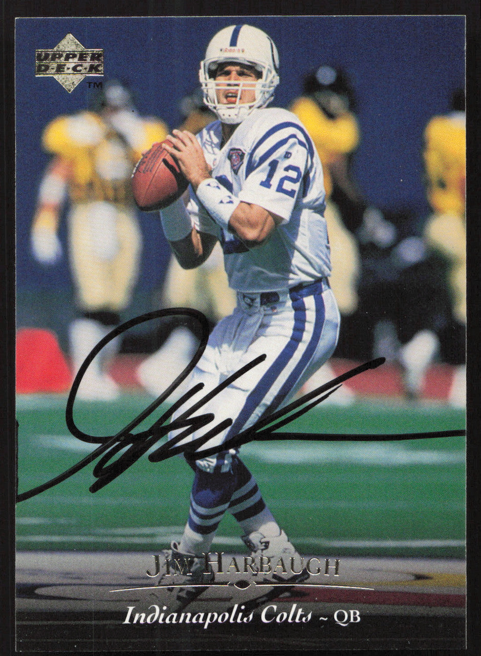 Jim Harbaugh Autographed 1995 Upper Deck Card #242 Indianapolis Colts SKU #260290