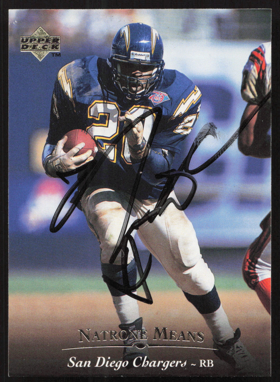 Natrone Means Autographed 1995 Upper Deck Card #169 San Diego Chargers SKU #260291